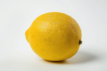 Poster - A single lemon sitting on a white surface, ideal for food or still life photography