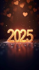 Wall Mural - Banner 2025, New Year background, gold, luxury bokeh