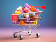 © MDRobiul - Excellent Colorful hearts in a shopping cart.Valentine day