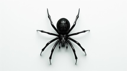 Canvas Print - A black spider sits on top of a white surface