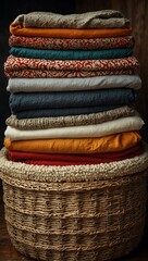 Canvas Print - Cozy baskets filled with rolled blankets for comfort.