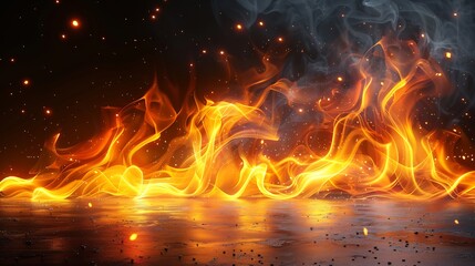 Glowing fire png vibrant flames flickering in orange and yellow isolated against a transparent background perfect for heat or energythemed designs