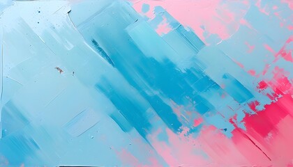 Wall Mural - Dreamy abstract composition of light blue and pink hues with artistic grunge brush strokes