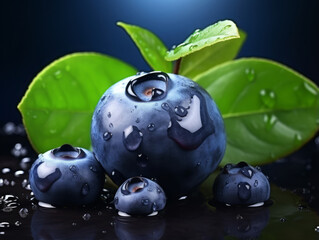 Wall Mural - Outstanding Blueberries in splashes of water on a white background Fresh splashing water