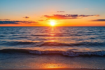 Wall Mural - sunset over calm ocean waves