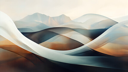 Wall Mural - Fluid shapes bending and stretching through a shifting landscape.


