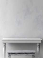 Poster - A 3D rendered photograph of a sleek minimalist white desk with clean elegant lines and a simple uncluttered design isolated on a plain white background  This contemporary