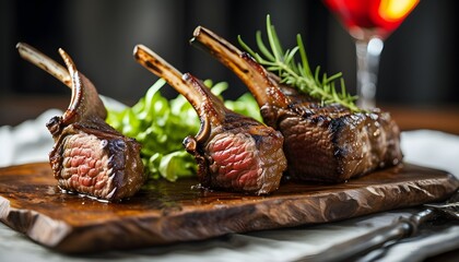 Wall Mural - Exquisite New Zealand Lamb Rack with Herb Marinade and Beautiful Garishments