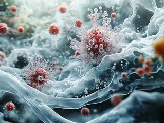 Wall Mural - Microscopic View of a Virus: A Digital Illustration