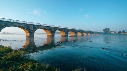 Wall Mural - Modern bridge spanning over wide river