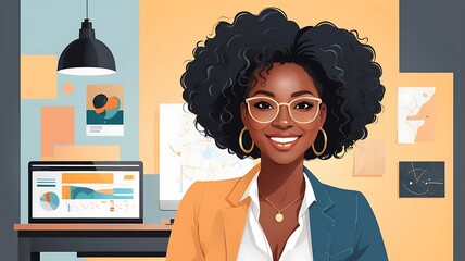 Happy black woman illustration