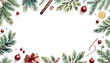 © akk png - place text background branches olated christmas watercolor illustration fir frame merry christmas new year christmas tree branch celebration design fir tree greeting card holiday leaf pine watercolor