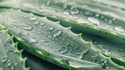 Aufkleber - A close-up shot of a leaf with water droplets shining on its surface