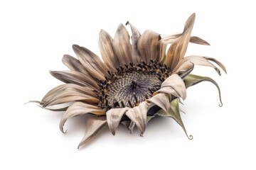 Aufkleber - A single sunflower sits on a white background, simple and elegant