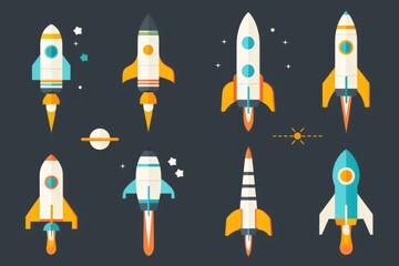 Poster - A collection of colorful rockets soaring through the sky