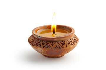 Poster - A single candle burning brightly on a plain white background