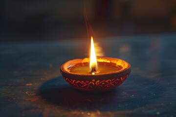 Aufkleber - A single lit candle placed on a table