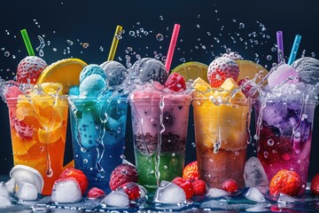 Poster - Refreshing beverages on a hot day, perfect for outdoor gatherings or picnics