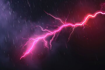 Poster - A powerful lightning bolt striking down from the dark sky