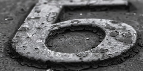 Poster - A detailed shot of the metal number five