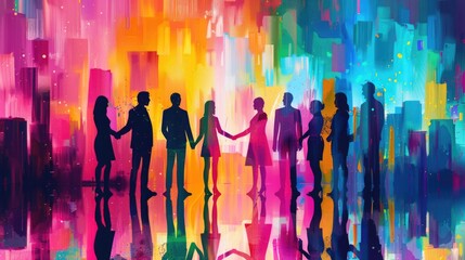 Poster - People united in a gesture of friendship and solidarity