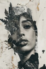 Wall Mural - A classic black and white portrait of a woman's face