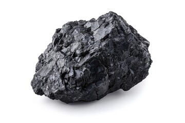 Aufkleber - A small black rock sits on a white background, perfect for adding texture and contrast to your design
