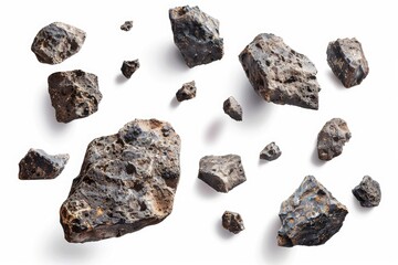 Poster - A group of rocks placed on a white surface, ready for use as a decorative arrangement or design element