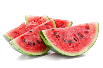 Poster - Fresh watermelon slices arranged on a white surface, perfect for photography or decoration