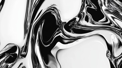 Psychedelic grungy white and black chrome liquid background.