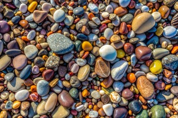 Wall Mural - Colorful smooth pebbles on beach in close-up