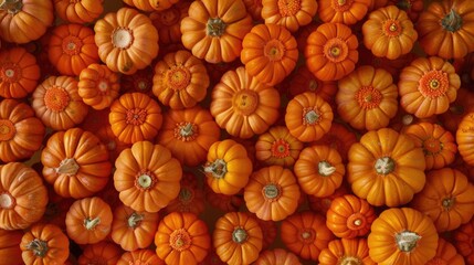 Wall Mural - A stack of small orange pumpkins, great for seasonal decorations or autumn-themed images