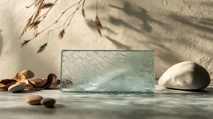 Wall Mural - Photography of rectangular decorative glass sample products.