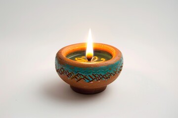 Poster - A single candle burns brightly on a clean and minimalist background