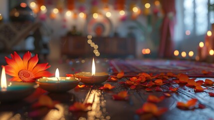 Poster - A pair of candles on a wooden table, perfect for romantic dinners or cozy atmosphere