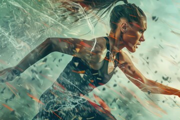 Poster - A person in motion, enjoying outdoor activities on a rainy day