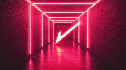 Wall Mural - Neon Tunnel with Pink Lighting