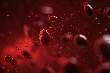 Poster - A cluster of red and white blood cells suspended in mid-air, often used for scientific or medical illustrations