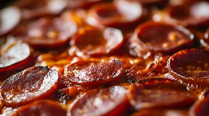 Close-up of Pepperoni Pizza Slices with a Shallow Depth of Field