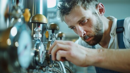 Poster - A person servicing a beer tap with tools and expertise
