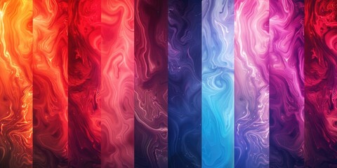 Poster - A collection of colorful swatches featuring marbled patterns on paper
