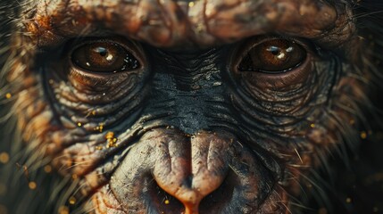 Canvas Print - Close-up of a monkey's face with its mouth open, suitable for use in animal-related illustrations or educational materials