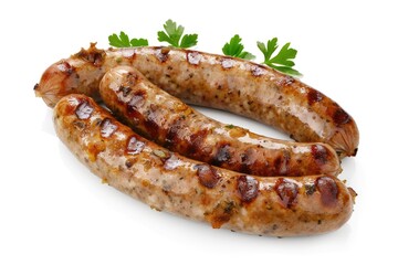 Poster - Two sausages placed on a clean white surface