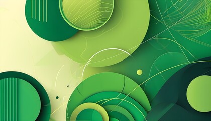 Wall Mural - Vibrant Abstract Geometric Patterns in Flat Style on Refreshing Green Background