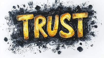 Wall Mural - Hand-drawn trust lettering with artistic splash effects