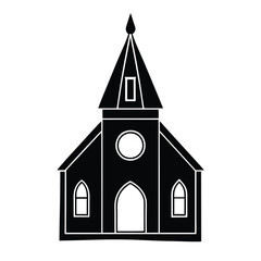 Church Building Silhouette Vector color line art Design.