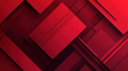 A red graphic background featuring layered geometric shapes and gradients, with smooth transitions between dark and light red tones, offering a sleek, professional look.