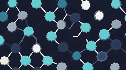 Poster - carbon atom bonds in hexagonal graphene grid flat design