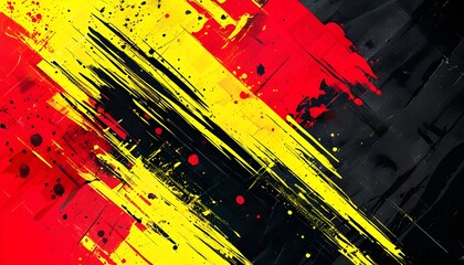 Wall Mural - Dynamic abstract background of red, black, and yellow with grunge brush strokes, ideal for sportswear, racing, motocross, and extreme sports themes