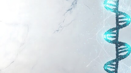 Poster - Abstract Illustration of a DNA Double Helix with Network Lines on a White Background